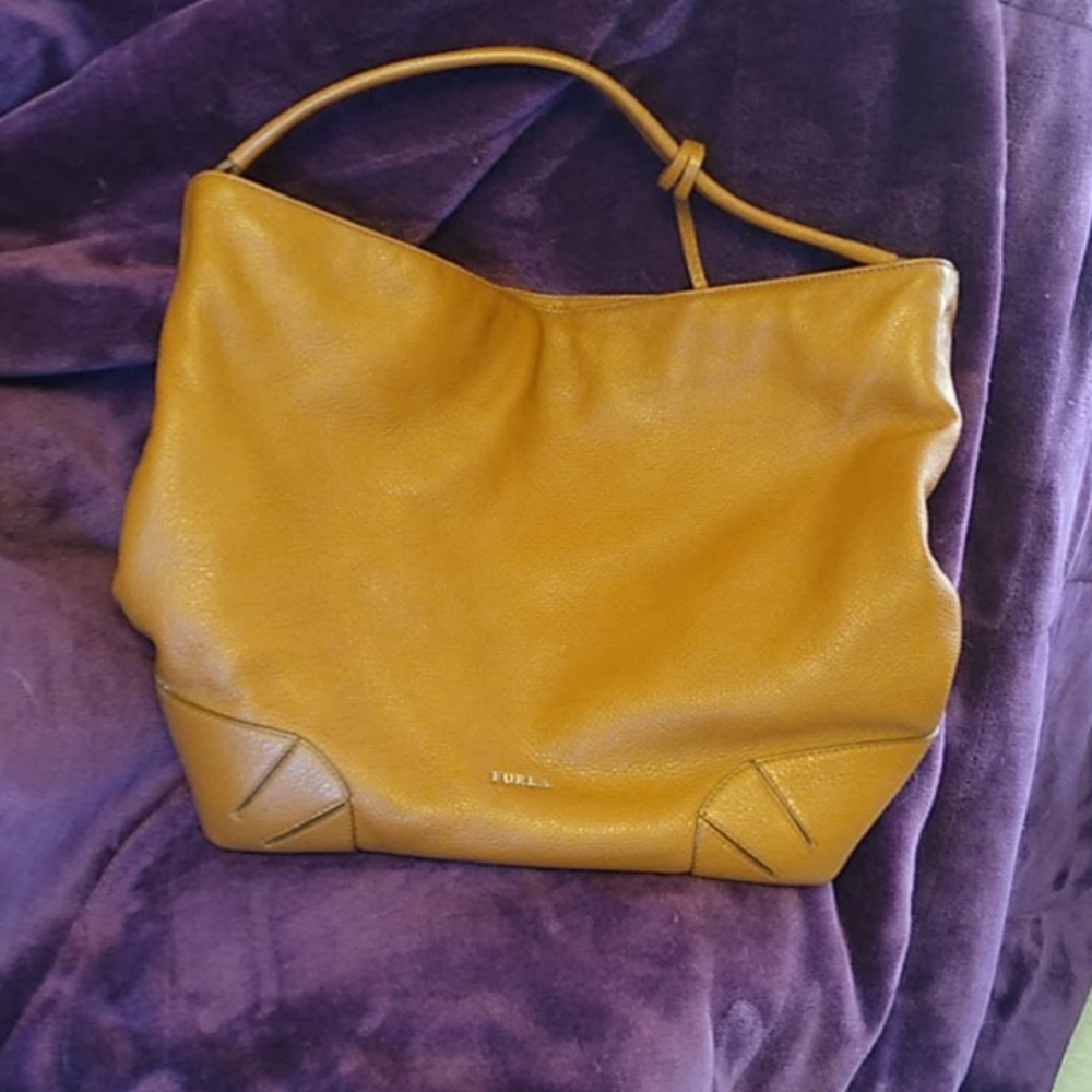 Furla Brown Genuine Leather Tote Shoulder Bag